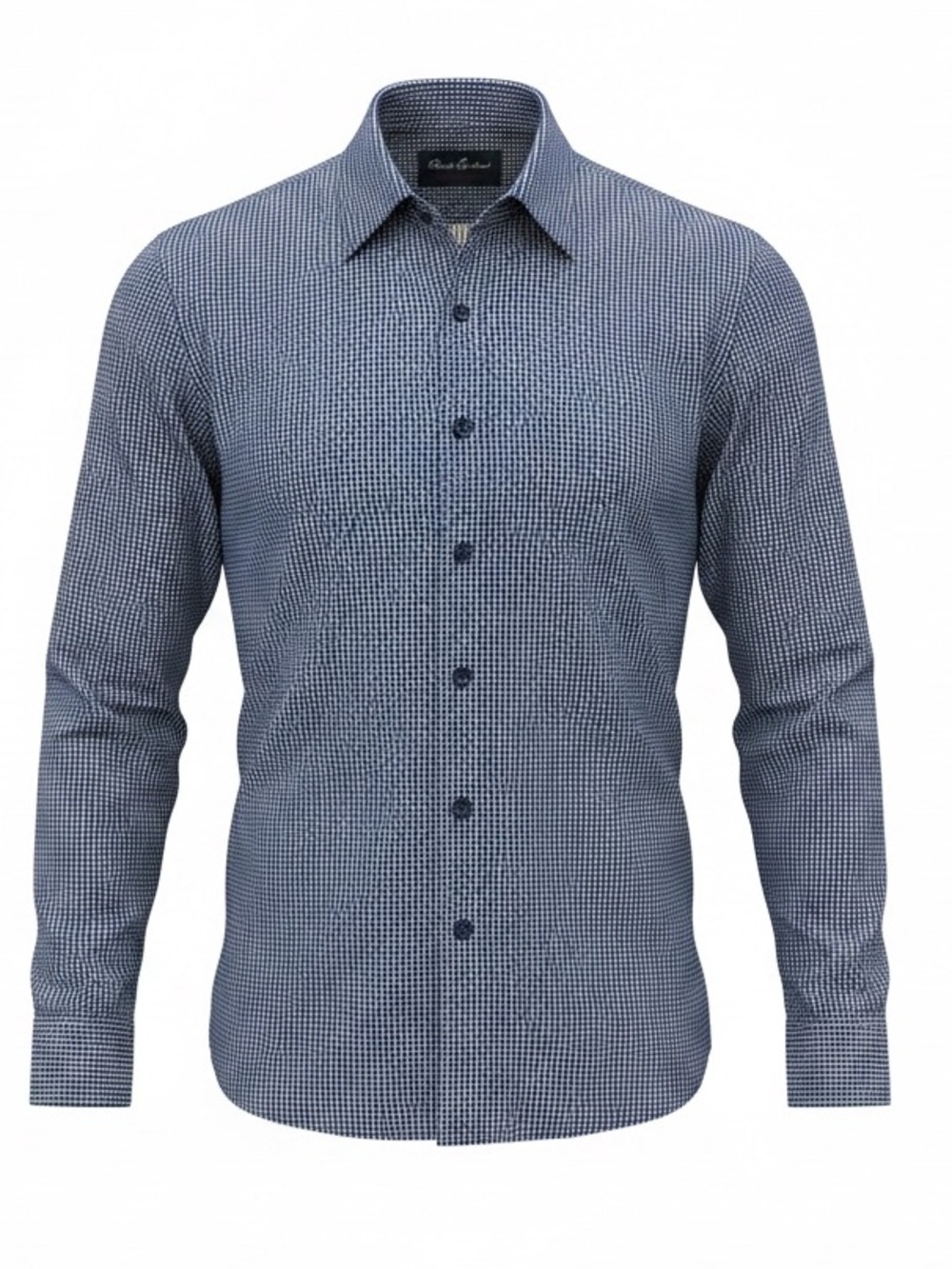 Robert Graham Micro Gingham Cotton Button Up Long Sleeve Size XL Blue and White